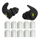 3 Layers Reusable Silicone Noise Canceling Sleeping Ear Plugs with 5 Pairs Replacements Black