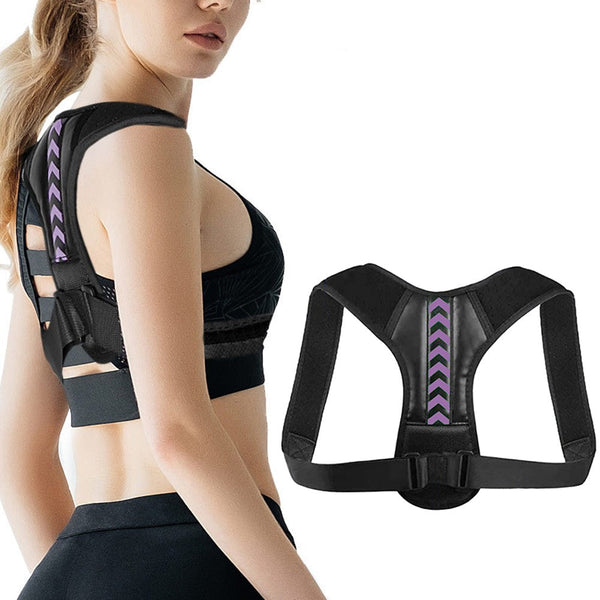 Back Shoulder Posture Corrector Belt Posture Corrector for Women and Men Purple-Large