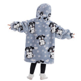 Oversize Hooded Blanket Wearable Printed Hoodie Blue