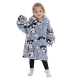 Oversize Hooded Blanket Wearable Printed Hoodie Blue