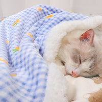 Pet Dog Cat Blanket Plush Warm Blanket Double Layer Blue