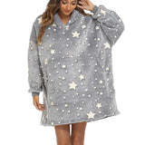 Wearable Blanket Hoodie Glow in The Dark Sherpa Hoodie for Men and Women Blue