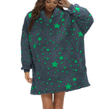 Wearable Blanket Hoodie Glow in The Dark Sherpa Hoodie for Men and Women Blue
