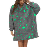 Wearable Blanket Hoodie Glow in The Dark Sherpa Hoodie for Men and Women Blue