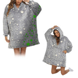 Wearable Blanket Hoodie Glow in The Dark Sherpa Hoodie for Men and Women Blue
