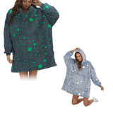 Wearable Blanket Hoodie Glow in The Dark Sherpa Hoodie for Men and Women Blue