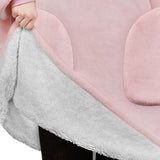 Unisex Oversize Hooded Blanket with Pocket Wearable Hoodie Blanket for Adult Pink