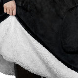 Unisex Oversize Hooded Blanket with Pocket Wearable Hoodie Blanket for Adult Black