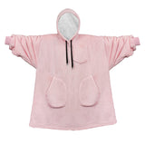 Unisex Oversize Hooded Blanket with Pocket Wearable Hoodie Blanket for Adult Pink