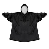 Unisex Oversize Hooded Blanket with Pocket Wearable Hoodie Blanket for Adult Black