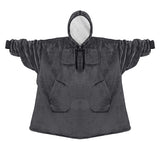 Unisex Oversize Hooded Blanket with Pocket Wearable Hoodie Blanket for Adult Grey