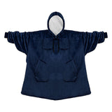 Unisex Oversize Hooded Blanket with Pocket Wearable Hoodie Blanket for Adult Navy Blue