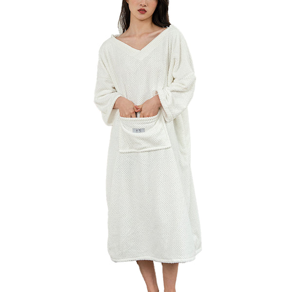 Bath Towel with Hood Wearable Bath Towel Bath Robe for Women White