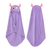 Cartoon Kids Bath Towel Soft Hooded Kids Towel Purple
