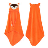 Cartoon Kids Bath Towel Soft Hooded Kids Towel Orange