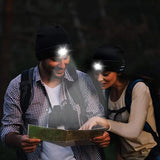 Wireless Bluetooth Beanie Hat with Head Light Wireless Stereo Headphone Black