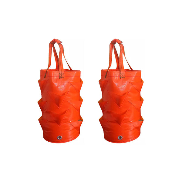 2 Pcs Reusable Durable Hanging Strawberry Grow Bag Orange