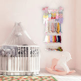 Headband Holder Hair Bows Organizer with Hooks Display Storage Wall Hanging Decor Pink