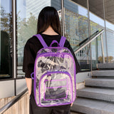 PVC Transparent Backpack Water-Resistant Clear Bookbag for Boys and Girls Purple