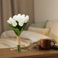 12Pcs Set Tulips Artificial Flowers LED Night Light White