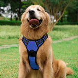 Reflective Adjustable No Pull Dog Harness Vest Harness with Easy Control Soft Handle Dark Blue-M