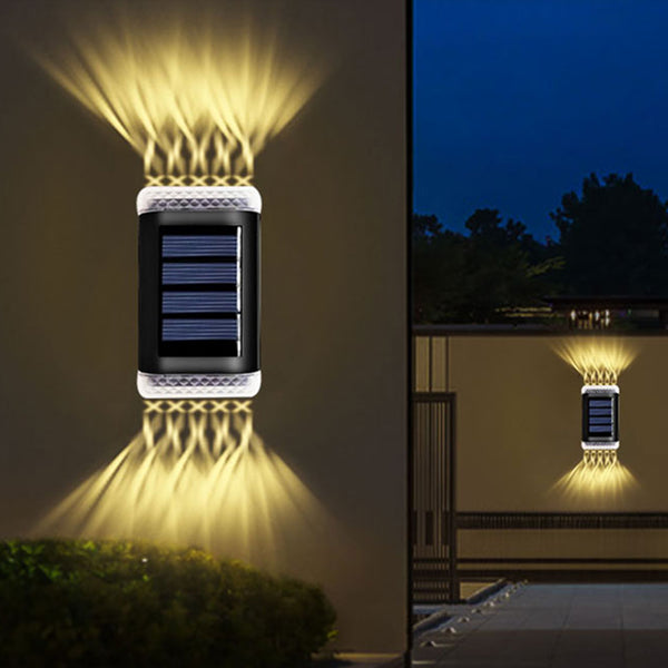 4Pcs Solar Step Lights Wall Lamp Garden Yard Light Outdoor Decor-Warm