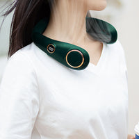 USB Portable Hanging Neck Fan Cooling Air Cooler Mini Electric Air Conditioner-Green