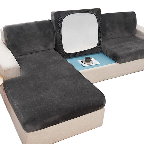 Stretch Velvet Sofa Protector Cover Black