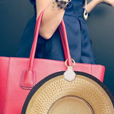Magnetic Hat Clip for Travel PU Leather Hands Free Sunhat Clip on Bag Luggage Backpack Bag Accessory Beige