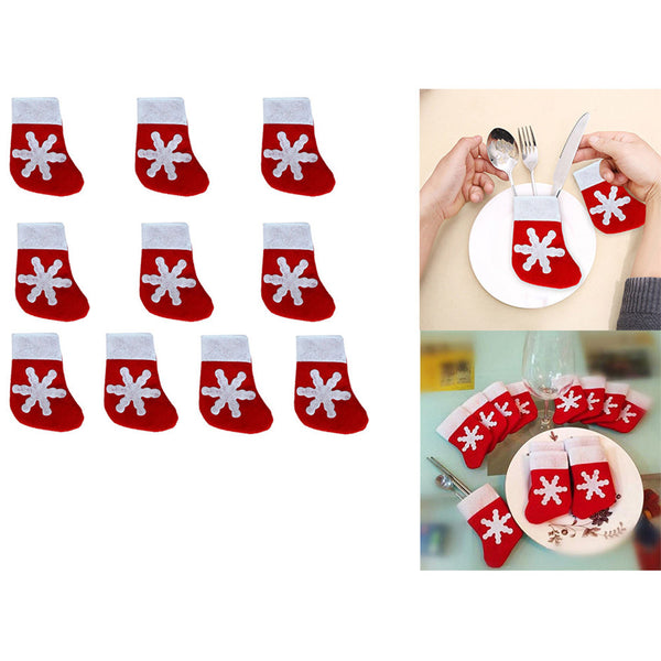 10 or 20Pcs Cutlery Holder Socks Christmas Tableware Pouch Christmas Party Decor