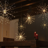 2X Warm 120LED 8 Modes DIY Starburst Solar Lights 60 Branches Fireworks Lamp