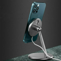 Rotation Wireless Charger Stand Phone Charger Holder Aluminium Alloy Bracket Wireless Fast Charging Stand for Apple MagSafe Charger Gray
