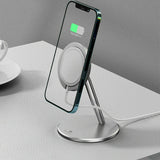 Rotation Wireless Charger Stand Phone Charger Holder Aluminium Alloy Bracket Wireless Fast Charging Stand for Apple MagSafe Charger Silver