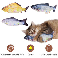 3-Pack Realistic Flopping Fish Moving Music Dancing Plush Fish Cat Toys with LED Light