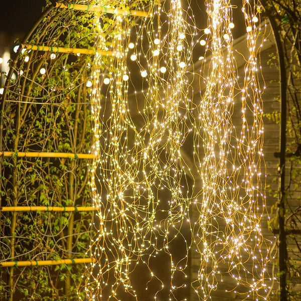 2pcs Waterfall 200LED Solar Power Lights String Fairy Light Wedding Xmas Home Garden Decor