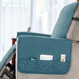 1 Piece Recliner Chair Cover with Non Slip Strap and Side Pocket Dark Cyan-L