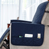 1 Piece Recliner Chair Cover with Non Slip Strap and Side Pocket Navy-L