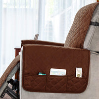 1 Piece Recliner Chair Cover with Non Slip Strap and Side Pocket Coffee-L