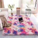 Rainbow Soft Rectangle Fluffy Plush Rug Home Decoration Carpet