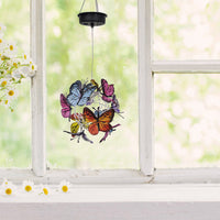 Mesh Solar Butterfly Ball Hanging Lights Round Outdoor Garden Decor Pendant