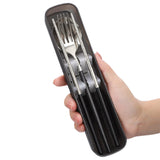 3Pcs/Set Portable Stainless Steel Cutlery Travel Set Chopsticks Fork Spoon