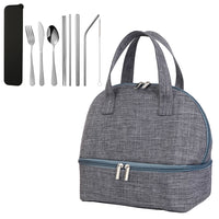 Double-layer Portable Lunch Bag Insulated Thermal Cooler Box