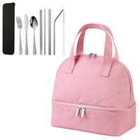 Double-layer Portable Lunch Bag Insulated Thermal Cooler Box