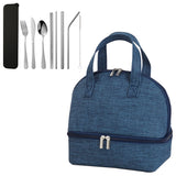 Double-layer Portable Lunch Bag Insulated Thermal Cooler Box
