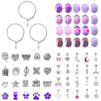 63Pcs Christmas DIY Bracelet Making Kit Pendant Bracelet Ornaments Purple