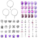 63Pcs Christmas DIY Bracelet Making Kit Pendant Bracelet Ornaments Purple