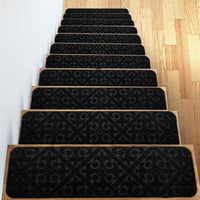 8pcs Self-adhesive Cling Non Slip Carpet Stair Treads - Embossed