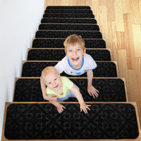 8pcs Self-adhesive Cling Non Slip Carpet Stair Treads - Embossed