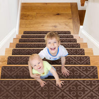 8pcs Self-adhesive Cling Non Slip Carpet Stair Treads - Embossed