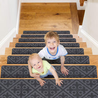 8pcs Self-adhesive Cling Non Slip Carpet Stair Treads - Embossed